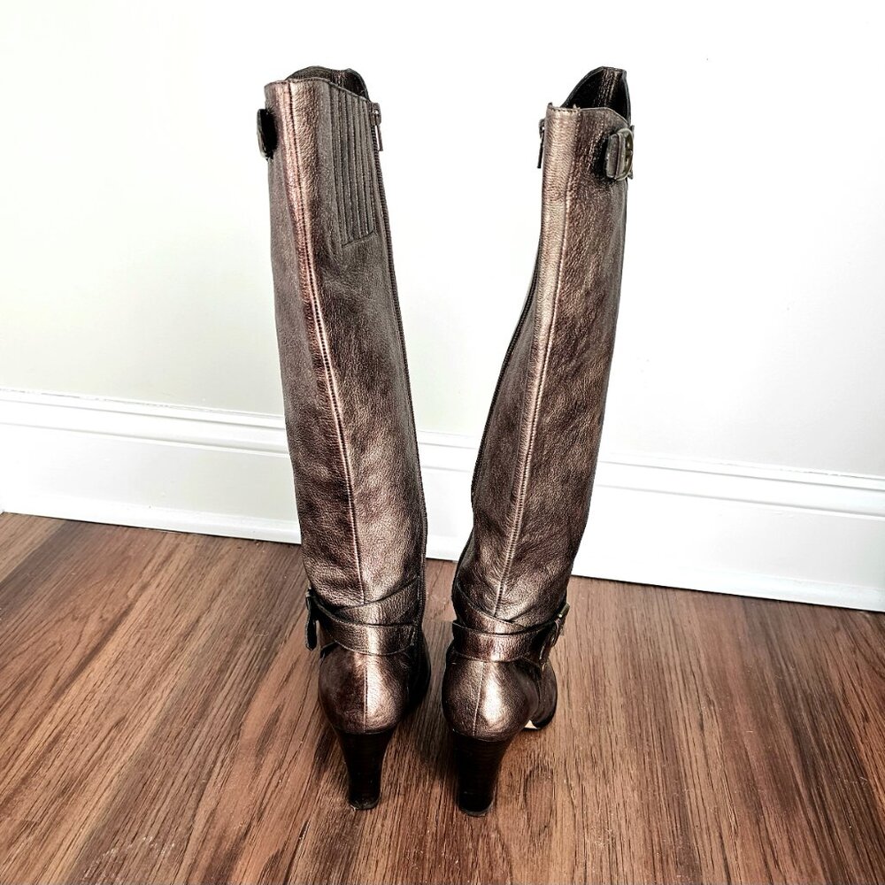 Vaneli Metallic Bronze Pewter Leather Knee High Boots 9.5 M - Picture 3 of 9